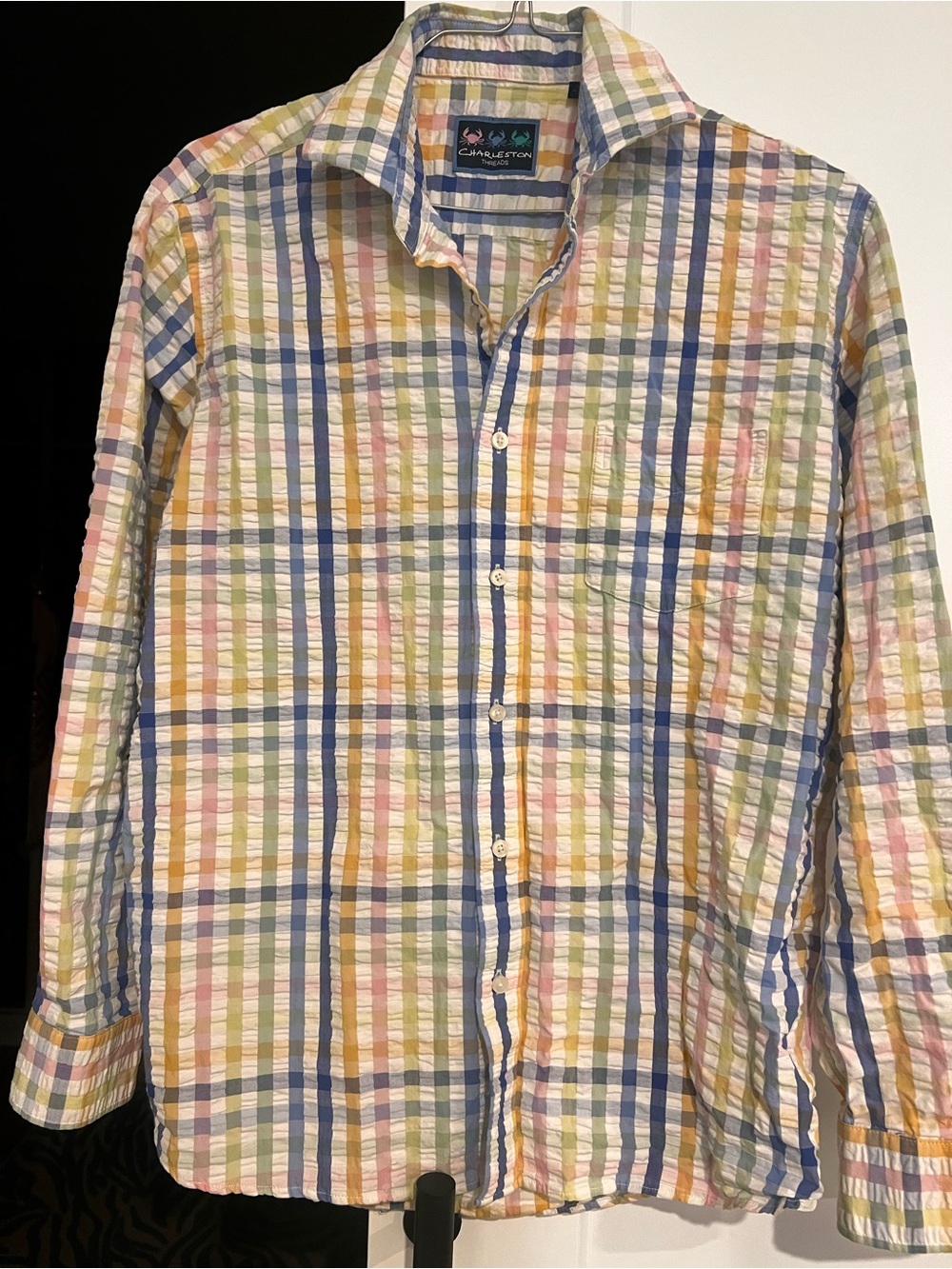 Multi-Color Plaid Men's Button-Up Shirt l L